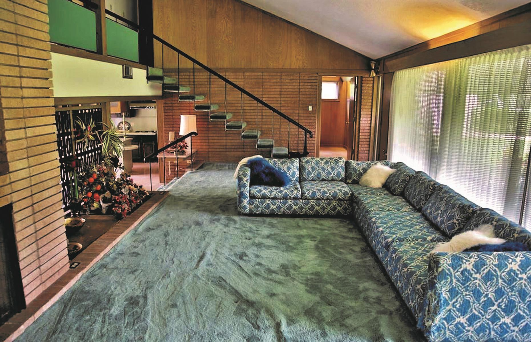 1970s open-plan living room